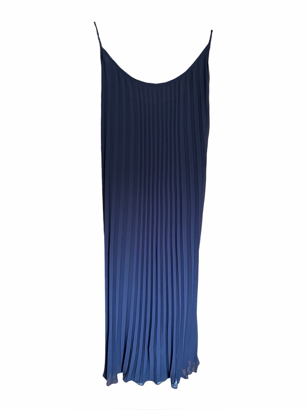 H&M Women’s Navy Blue Pleated A-Line Maxi Slip Dress-Size Medium